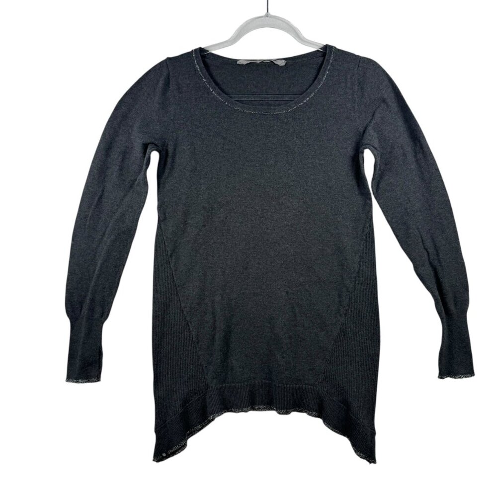 Athleta Womens Asymmetrical Hem Long Sleeve‎ Sweater S Gray Cashmere Goth READ